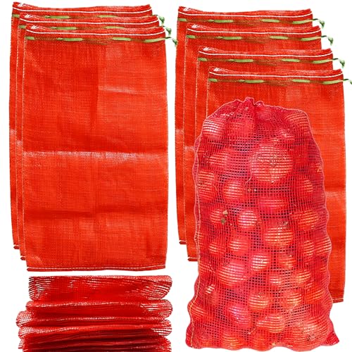 SRXES 24 Pack 20'' x 14'' Mesh Onion Bags, Reusable Drawstring Fresh Produce Storage Bags for Onions, Vegetables, Potatoes, Citrus, Crawfish Firewood - Image 1