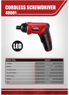 OSCO 3.6V Battery Screwdriver with Flashlight Lightweight design allows for easy portability, sturdy construction provides long lasting use from OSCO  - Image 3