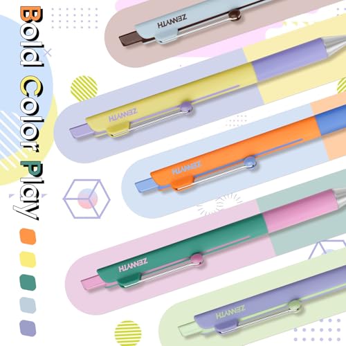 Solati Gel Pens, 5PCS 0.5mm Fine Point Smooth Writing Black Ink Pens, Cute Color Blocking Design with Rolling Clip, Quick Dry Writing Pens for School, Office & Gifts (Z3 5PCS Contrast Color) - Image 2