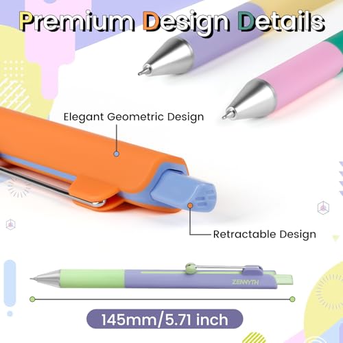 Solati Gel Pens, 5PCS 0.5mm Fine Point Smooth Writing Black Ink Pens, Cute Color Blocking Design with Rolling Clip, Quick Dry Writing Pens for School, Office & Gifts (Z3 5PCS Contrast Color) - Image 4