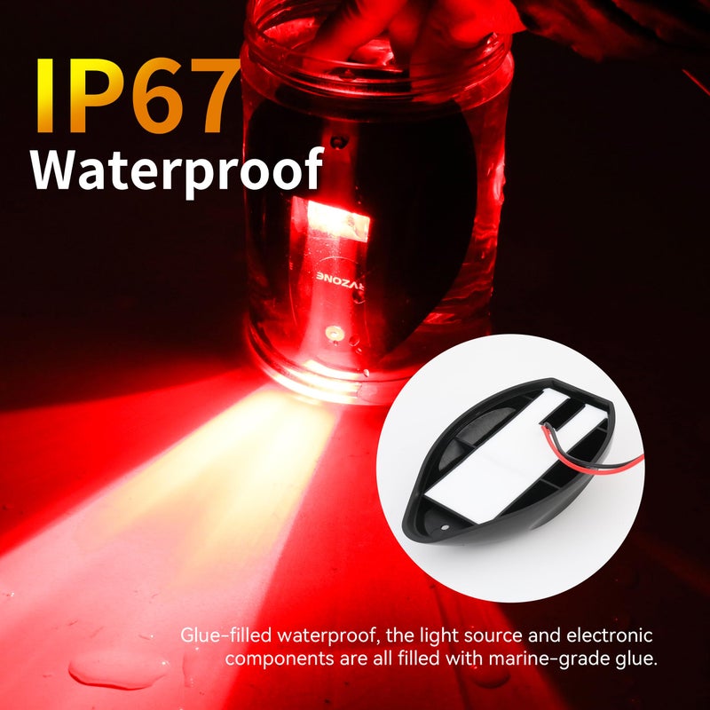RVZONE Boat Navigation Lights Bow Lights for Boats Red and Green LED Marine Navigation Lights IP67 Waterproof Led Boat Lights Bow and Stern Boat Nav Light for Pontoon,Yacht, Boat (Black) - Image 3