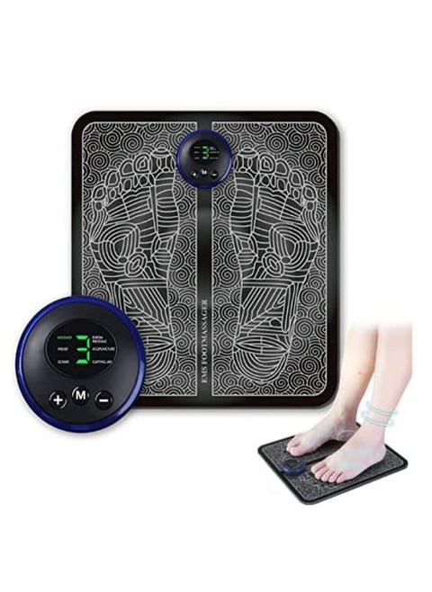 بساط تدليك القدم الحيوي EMS، بساط تدليك كهربائي محمول قابل للطي مع 6 أوضاع و9 مستويات كثافة، يخفف من تصلب العضلات ويخفف آلام القدمين والساقين، قابل لإعادة الشحن عبر USB
