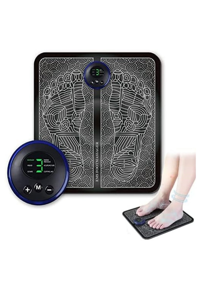 بساط تدليك القدم الحيوي EMS، بساط تدليك كهربائي محمول قابل للطي مع 6 أوضاع و9 مستويات كثافة، يخفف من تصلب العضلات ويخفف آلام القدمين والساقين، قابل لإعادة الشحن عبر USB