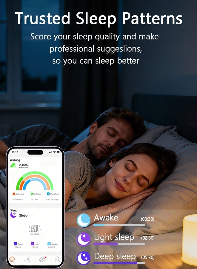 خواتم ذكية للرجال والنساء، خاتم ذكي بشاشة وزر لمس، خاتم تتبع اللياقة البدنية، مقاوم للماء IP68، خاتم صحي يتتبع معدل ضربات القلب/النوم/الخطوات/الأكسجين في الدم/السعرات الحرارية/المسافة، لأجهزة iOS/Android (أسود 11) - Image 5