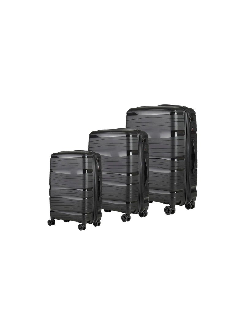 Unisex Spinner Luggage Set – 3 Pieces – Durable Black Polypropylene 