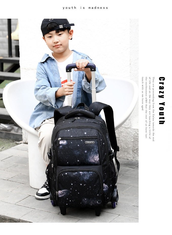 CityRiya-Long - Rolling Backpack Travel Trolly BookBag School Wheeled Backpack for Boys Girls Kids Luggage School Bag with Wheels Trolley Backpack - Image 1