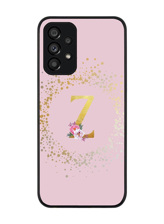 Stylizedd Rugged Black edge case for Samsung Galaxy A73 5G Slim fit Soft Case Flexible Rubber Edges Anti Drop TPU Gel Thin Cover - Custom Monogram Initial Letter Floral Pattern Alphabet - Z (Pink ) - Image 1
