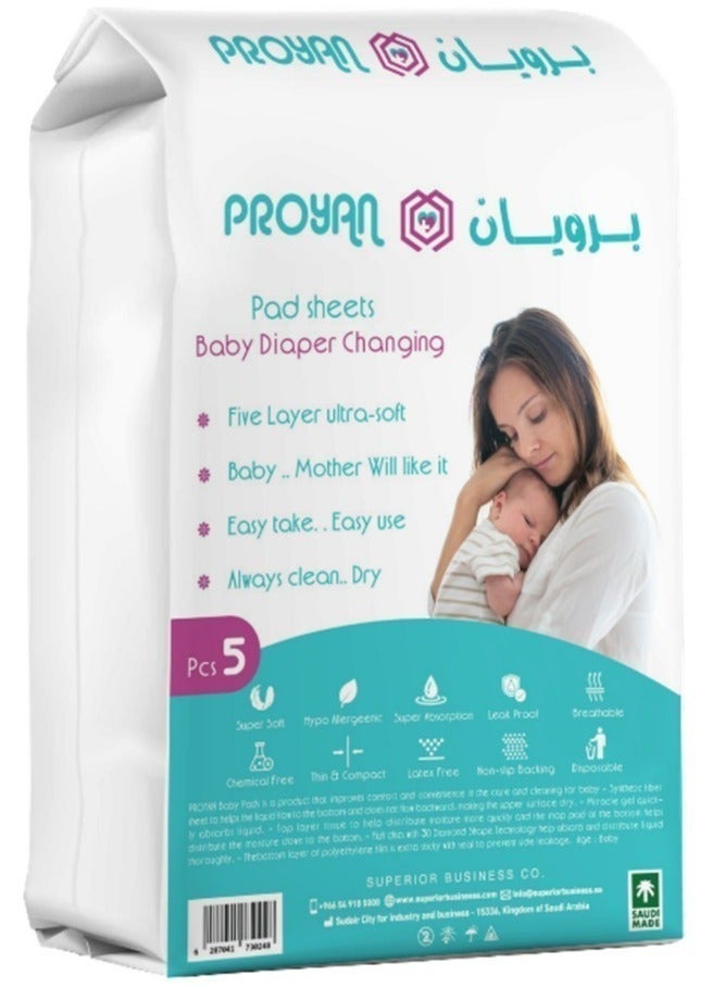PROYAN A set of sanitary pads for changing diapers, disposable, consisting of 5 pieces, - Image 2