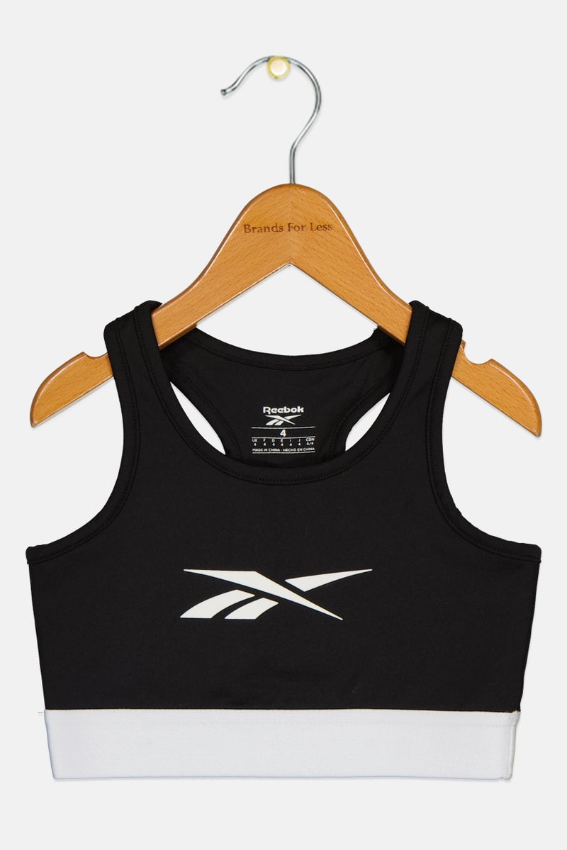 Reebok Toddlers Girl Non Padded Sleeveless Training Sports Bra, Black - Image 2