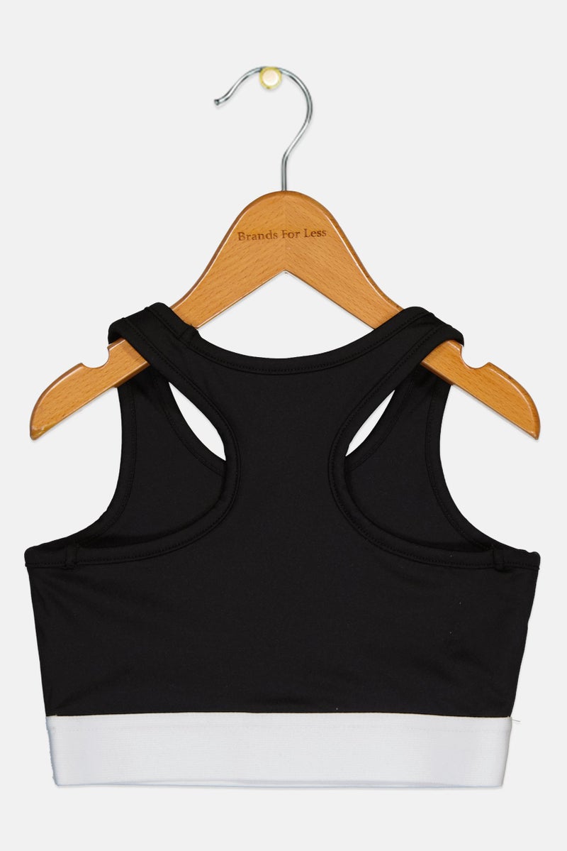 Reebok Toddlers Girl Non Padded Sleeveless Training Sports Bra, Black - Image 3