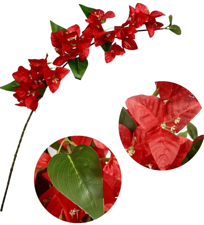 VRB Dec™ (Pack of 3 Artificial Bougainvillea Glabra Fake Plant Flowers for Home, Room,Office | Flowers for Vases | Decoration Items for Living Room (Without Pot) (Multicolor All Mix - 3pcs) - Image 3