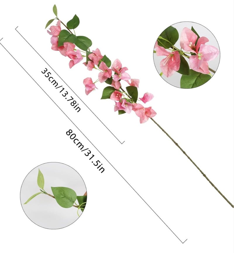 VRB Dec™ (Pack of 3 Artificial Bougainvillea Glabra Fake Plant Flowers for Home, Room,Office | Flowers for Vases | Decoration Items for Living Room (Without Pot) (Multicolor All Mix - 3pcs) - Image 2