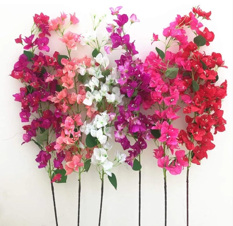 VRB Dec™ (Pack of 3 Artificial Bougainvillea Glabra Fake Plant Flowers for Home, Room,Office | Flowers for Vases | Decoration Items for Living Room (Without Pot) (Multicolor All Mix - 3pcs) - Image 4