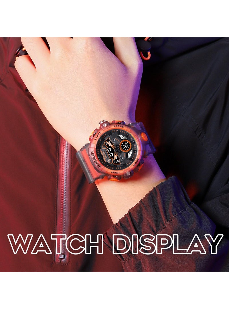 KASTWAVE Men's Analog Sports Watch, LED Digital Watch, 5ATM Waterproof Electronic Stopwatch Large Dual Dial Time Easy to Read Outdoor Wrist Watch Tactical - Image 3