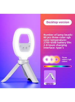Generic Clamp-on Led Ring Light Mobile Phone Fill Light Portable Photography Selfie Handheld Live Beauty Pocket Light-Specifications:Ring Fill Light [rgb Dimming Charging Model] + Desktop Tripod  - Image 1