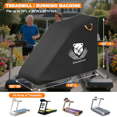 ClawsCover Unfolding Treadmill Cover Waterproof Dustproof Running Machine Cover Exercise Workout Equipment Protective with Night Relfective Handle,Elastic Hem,for Home Gym Indoor Outdoor Use,Black - Image 2
