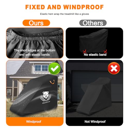 ClawsCover Unfolding Treadmill Cover Waterproof Dustproof Running Machine Cover Exercise Workout Equipment Protective with Night Relfective Handle,Elastic Hem,for Home Gym Indoor Outdoor Use,Black - Image 5