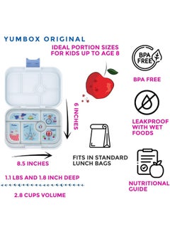 Yumbox Yumbox Original Leakproof Bento Lunch Box Container for Kids (Hazy Gray (Paris Tray))  - Image 3