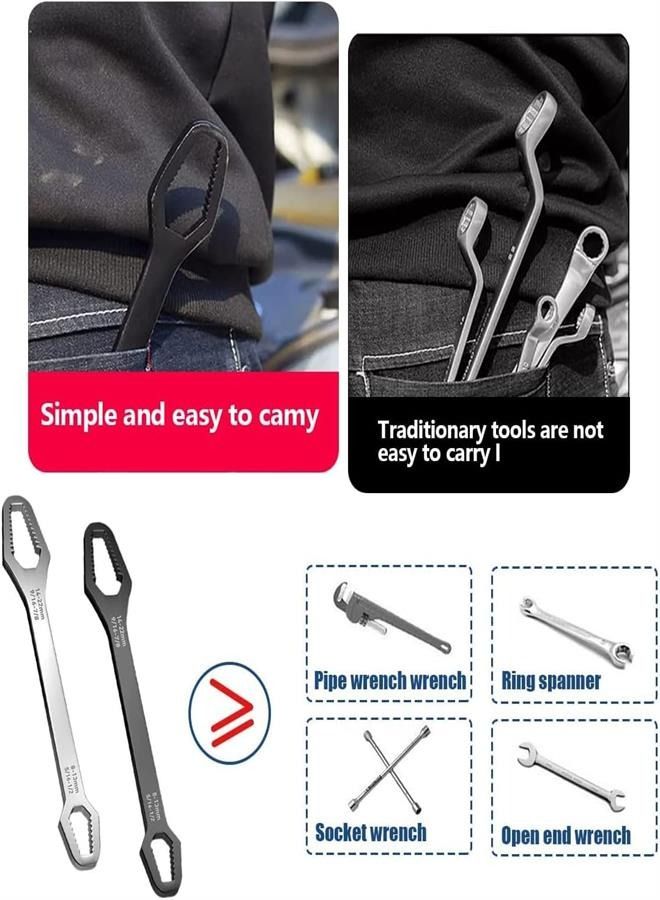 Universal Box Wrench, Double-Ended Self-Tightening Adjustable Wrench Tool, Glasses Wrench 8-22mm Plate Shape Multi-Function, Self-Tightening Idler Wrench Maintenance Tool (2 Pieces) - Image 2