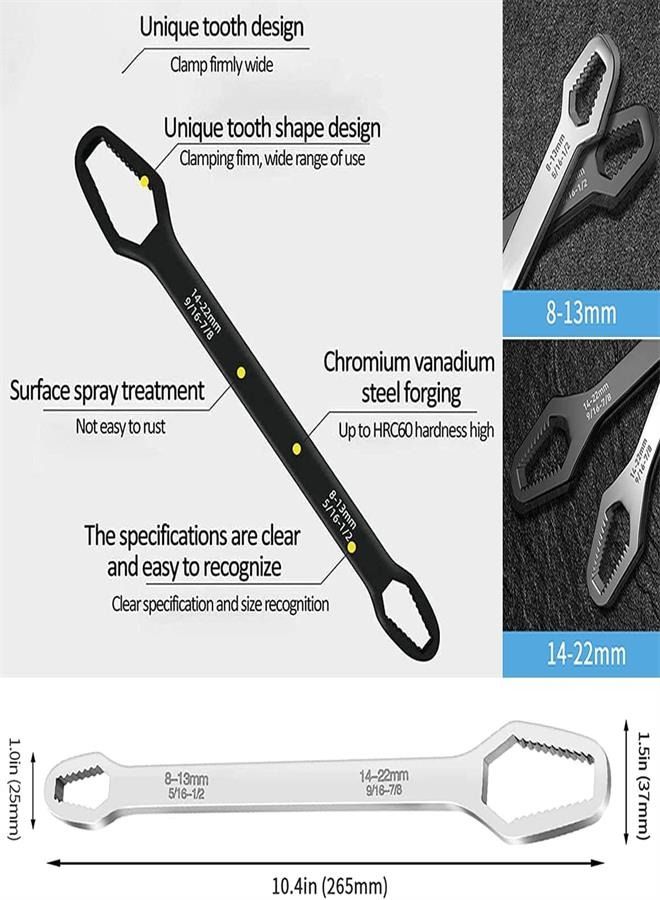 Universal Box Wrench, Double-Ended Self-Tightening Adjustable Wrench Tool, Glasses Wrench 8-22mm Plate Shape Multi-Function, Self-Tightening Idler Wrench Maintenance Tool (2 Pieces) - Image 4