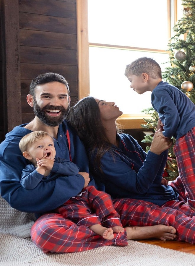 PajamaGram أطقم بيجامات عائلية متطابقة من باجاماجرام - بيجامات عائلية، بنقشة مربعات حمراء وزرقاء، مقاس 12 للأطفال - Image 2