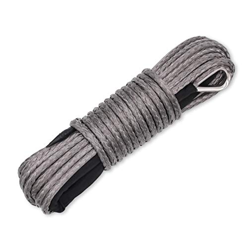Ucreative 1/4 Inch x 50 Feet 10,000LBs Synthetic Winch Line Cable Rope with Black Protecing Sleeve for ATV UTV (Gray) - Image 5