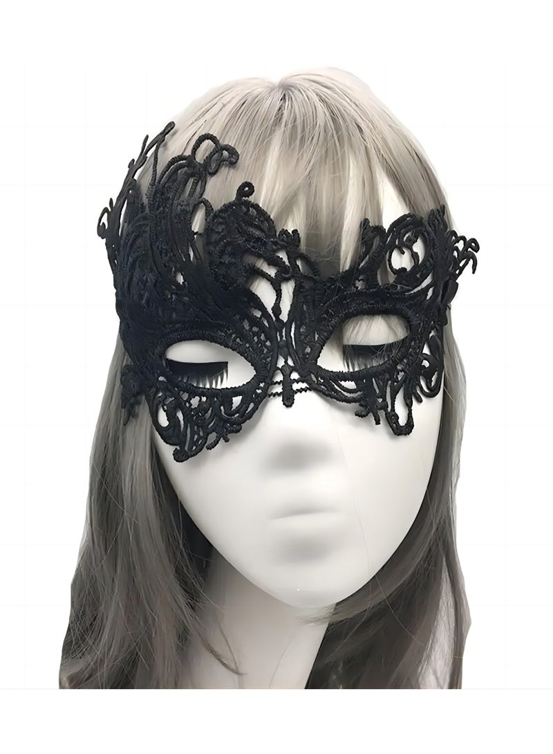 Exquisite Lace Masquerade Mask for Night Party Costume Mask Black  - Image 3