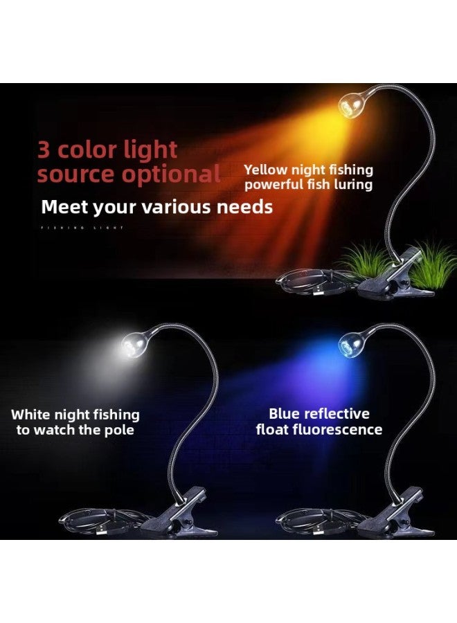 Raft Fishing Lamp Fishing Lamp Night Fishing Lamp Led Double-headed Rod Light Yellow Light Fishing Lamp Pull Bait Lamp Clip Table Lamp Fishing Gear