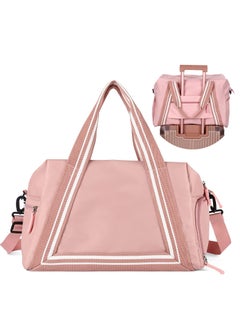Travel Duffel Bag for Women, Travel Duffle Bag for Travel, Sports Tote Gym Bag, Shoulder Overnight Carry on Bag, with Wet Pocket and Shoes Compartment (Small Size,Pink)