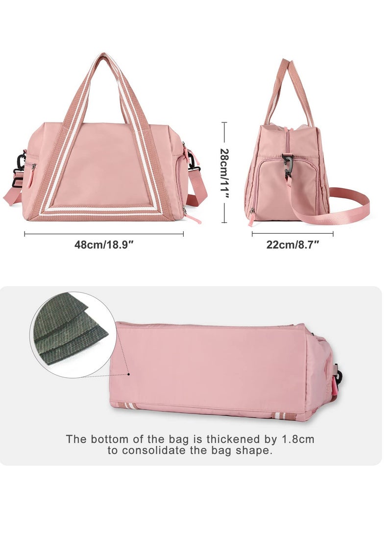 Excefore - Travel Duffel Bag for Women, Travel Duffle Bag for Travel, Sports Tote Gym Bag, Shoulder Overnight Carry on Bag, with Wet Pocket and Shoes Compartment (Small Size,Pink) - Image 1