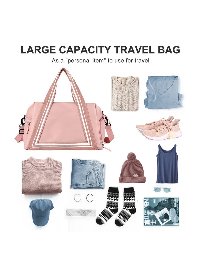 Excefore - Travel Duffel Bag for Women, Travel Duffle Bag for Travel, Sports Tote Gym Bag, Shoulder Overnight Carry on Bag, with Wet Pocket and Shoes Compartment (Small Size,Pink) - Image 1
