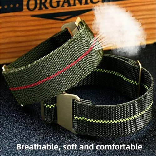 Danxancy French Troops Paratrooper Watchband,Military Elastic Nylon Watch Strap with Hook-and-Loop for Men Women Silver & Black Buckle 18/20/22mm - Image 3