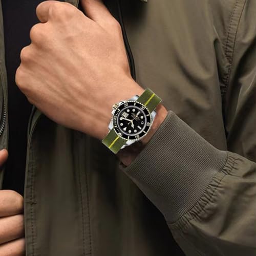 Danxancy French Troops Paratrooper Watchband,Military Elastic Nylon Watch Strap with Hook-and-Loop for Men Women Silver & Black Buckle 18/20/22mm - Image 5