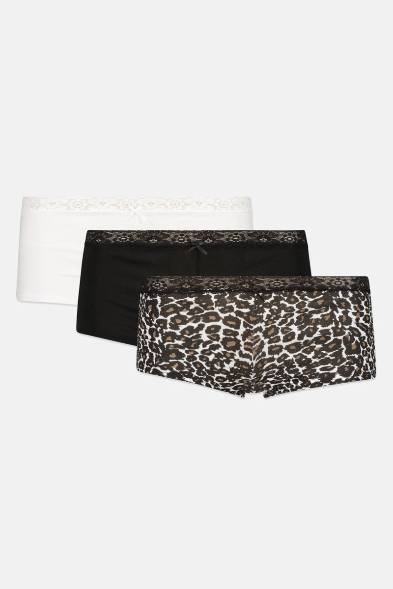 bebe Women 3 Pieces Animal Print Boyshorts, Multicolor - Image 1