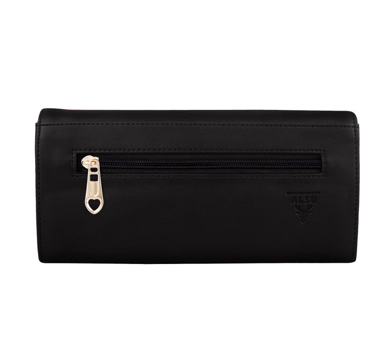 ALSU Women's Wallet | Stylish Purse with Phone Pocket,4 Card Pocket and Multiple Compartment| Party Clutch for Girl | Travel Hand Purse for Women| Office Bag for Women (Black) - Image 2