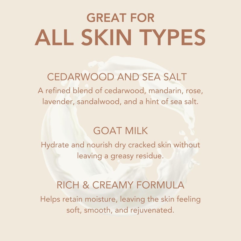 Dionis Goat Milk Skincare Scented Hand & Body Cream - Travel Size Lotion For Hydrating & Moisturizing Dry and Sensitive Skin, Cruelty Free, Paraben Free Made in The USA, Cedarwood & Sea Salt, 3.3 oz - Image 5