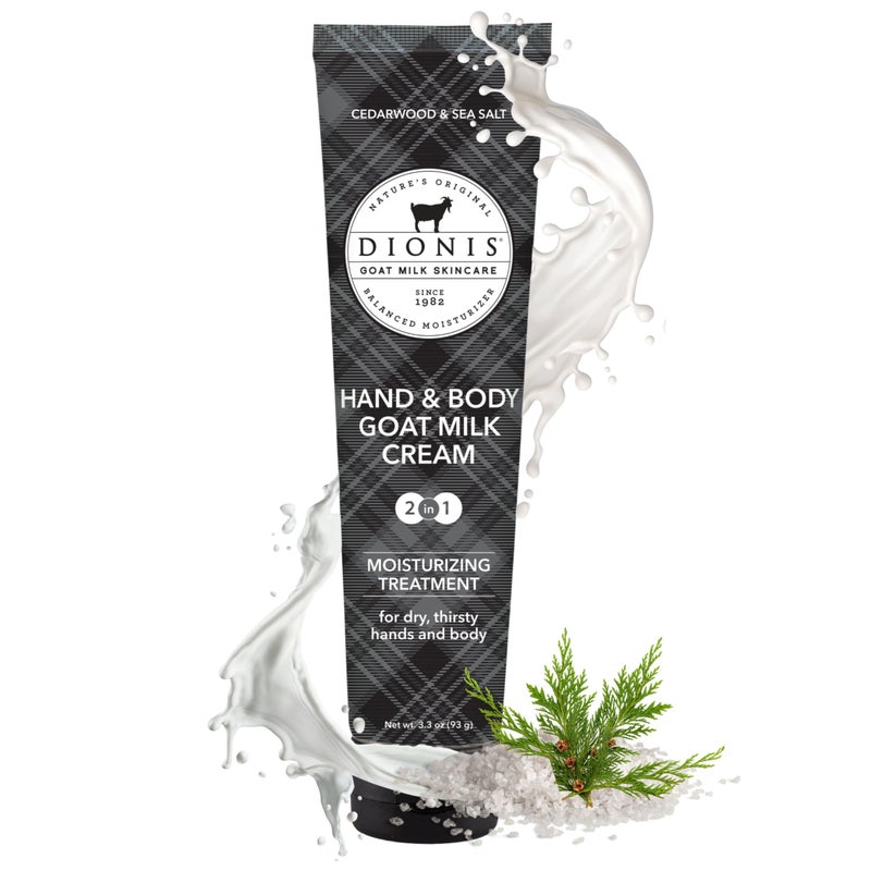 Dionis Goat Milk Skincare Scented Hand & Body Cream - Travel Size Lotion For Hydrating & Moisturizing Dry and Sensitive Skin, Cruelty Free, Paraben Free Made in The USA, Cedarwood & Sea Salt, 3.3 oz - Image 1