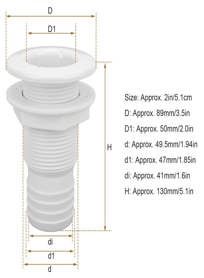 Acouto موصل تركيب عبر الهيكل البحري 2 بوصة أبيض من بلاستيك ABS وصلة خرطوم مخرج تصريف ملحق قارب - Image 4