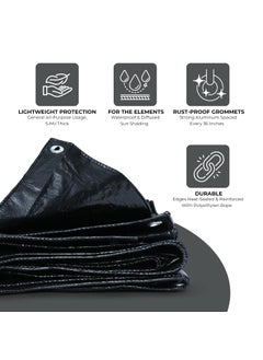 Tough Stacks Toughstacks 150 GSM Tarpaulin Tirpal Tadpatri Tharpai Thadika Tarp Waterproof UV Resistant RotRipTear Proof Reinforced Eyelets Strong Tarpaulin for MultiPurpose Black 12FT X 10FT  - Image 3