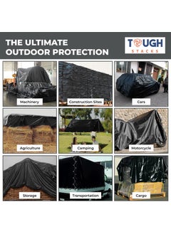 Tough Stacks Toughstacks 150 GSM Tarpaulin Tirpal Tadpatri Tharpai Thadika Tarp Waterproof UV Resistant RotRipTear Proof Reinforced Eyelets Strong Tarpaulin for MultiPurpose Black 12FT X 10FT  - Image 2