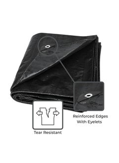 Tough Stacks Toughstacks 150 GSM Tarpaulin Tirpal Tadpatri Tharpai Thadika Tarp Waterproof UV Resistant RotRipTear Proof Reinforced Eyelets Strong Tarpaulin for MultiPurpose Black 12FT X 10FT  - Image 4
