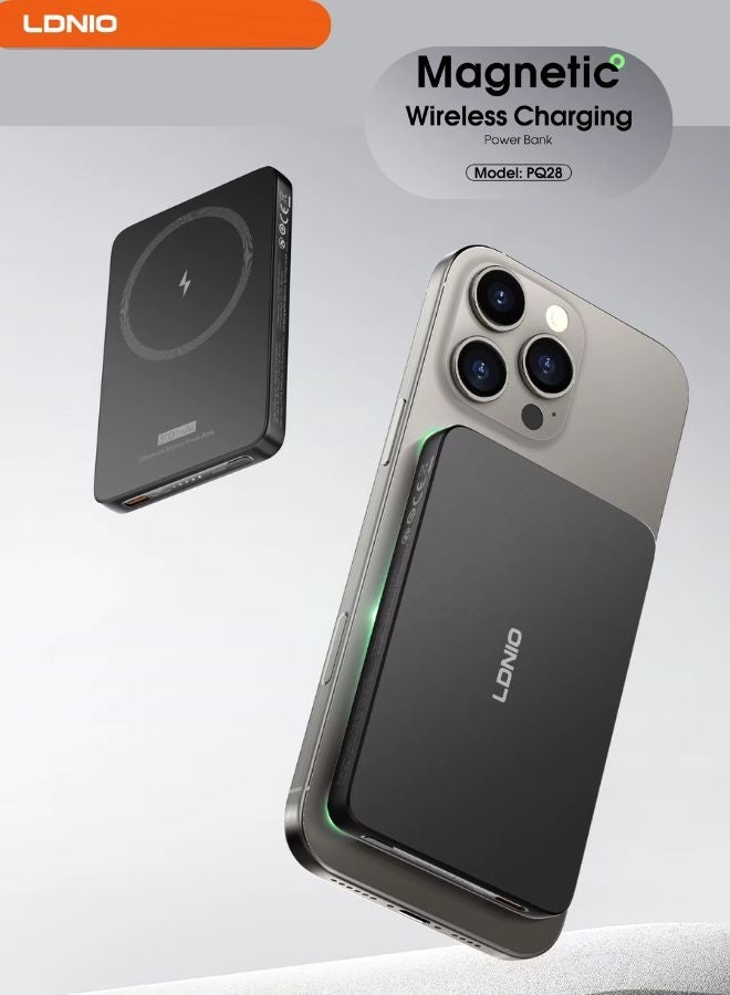 LDNIO 5000mAh Wireless Power Bank | 15W Magnetic Wireless Fast Charger | 20W PD Output, Smart Automax Chip, Slim & Lightweight Portable Power Bank with Multi-Protection – 119g Compact Design - Image 1
