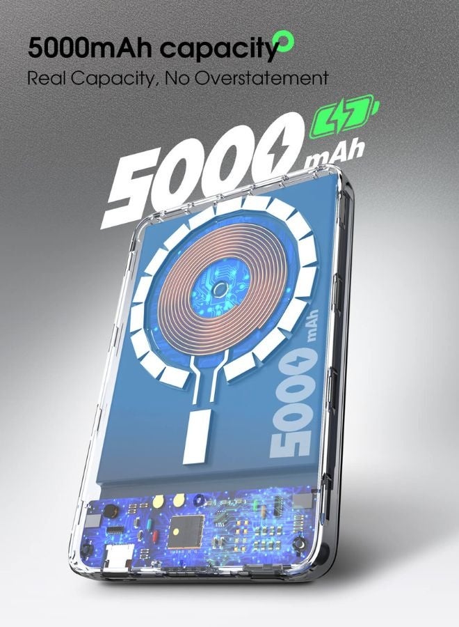 LDNIO 5000mAh Wireless Power Bank | 15W Magnetic Wireless Fast Charger | 20W PD Output, Smart Automax Chip, Slim & Lightweight Portable Power Bank with Multi-Protection – 119g Compact Design - Image 4