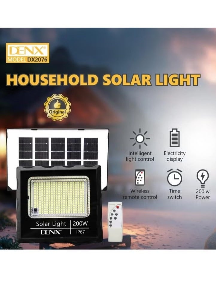 دينكس مصباح شمسي COB بقوة 200 واط IP67 مقاوم للماء والغبار مع جهاز تحكم عن بعد ذكي - Image 1