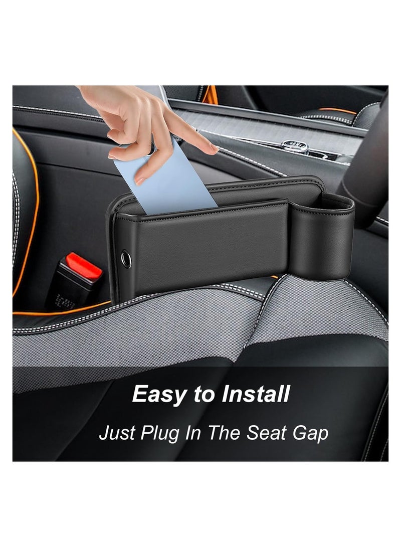 Excefore Car Seat Gap Filler Organizer, 2 Pack Universal Gap Storage Box for Car, Auto Console Side Storage Box with Cup Holders, Car Organizer Front Seat for Phones,Glasses,Wallet, Cards and Keys - Image 4
