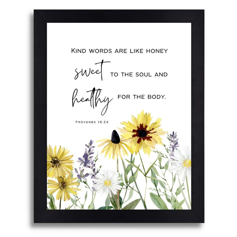 Interio Crafts Proverbs 1624 Gracious words are a honeycomb sweet to the soul and healing to the bones Bible Verse Christian Decor Jesus Christ Decor Synthetic Wood 13X10 Inches - Image 1