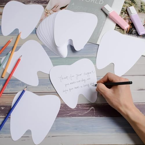 MixTeach 200 Pcs Tooth Cutouts 4 Inch Paper White Teeth Shapes Die Cut Double Sided Paper Blank Tooth Classroom Decoration for Bulletin Board DIY Kids School Craft Projects Party Wall Decoration - Image 4