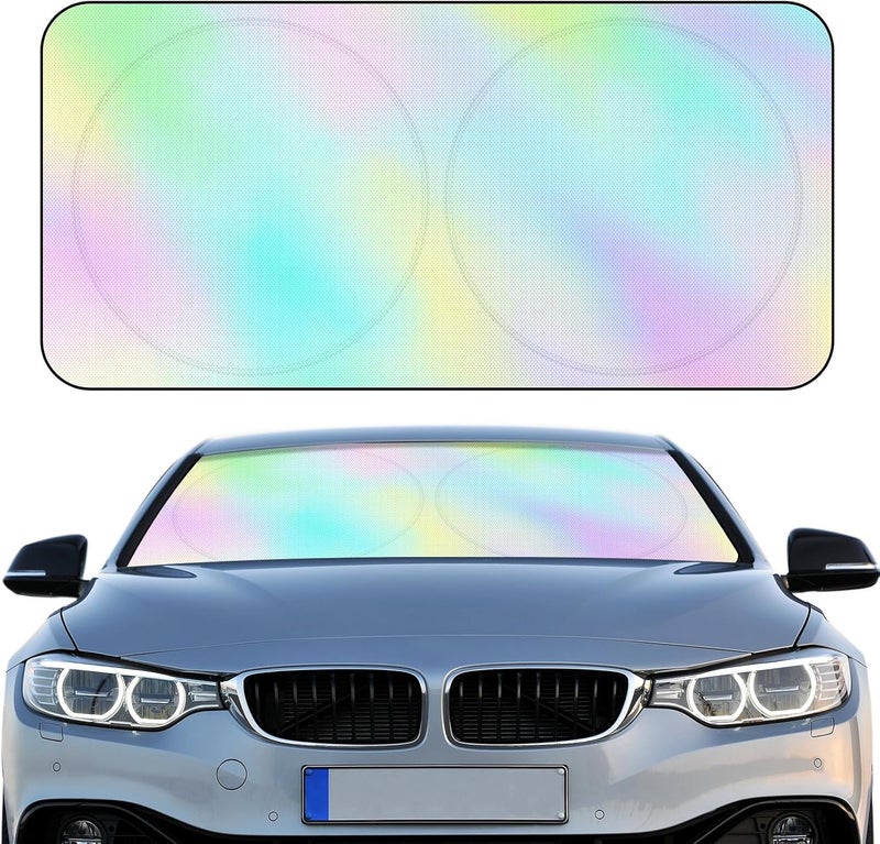 Woanger Windshield Sun Shade Foldable Car Front Window Covers for Car Accessories Sun Heat UV Rays Visor Protector Protection for Universal Cars SUV Truck (Rainbow) - Image 1
