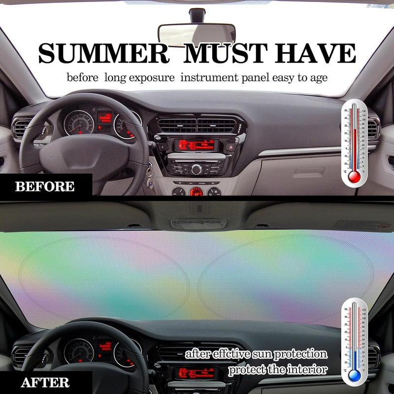 Woanger Windshield Sun Shade Foldable Car Front Window Covers for Car Accessories Sun Heat UV Rays Visor Protector Protection for Universal Cars SUV Truck (Rainbow) - Image 4