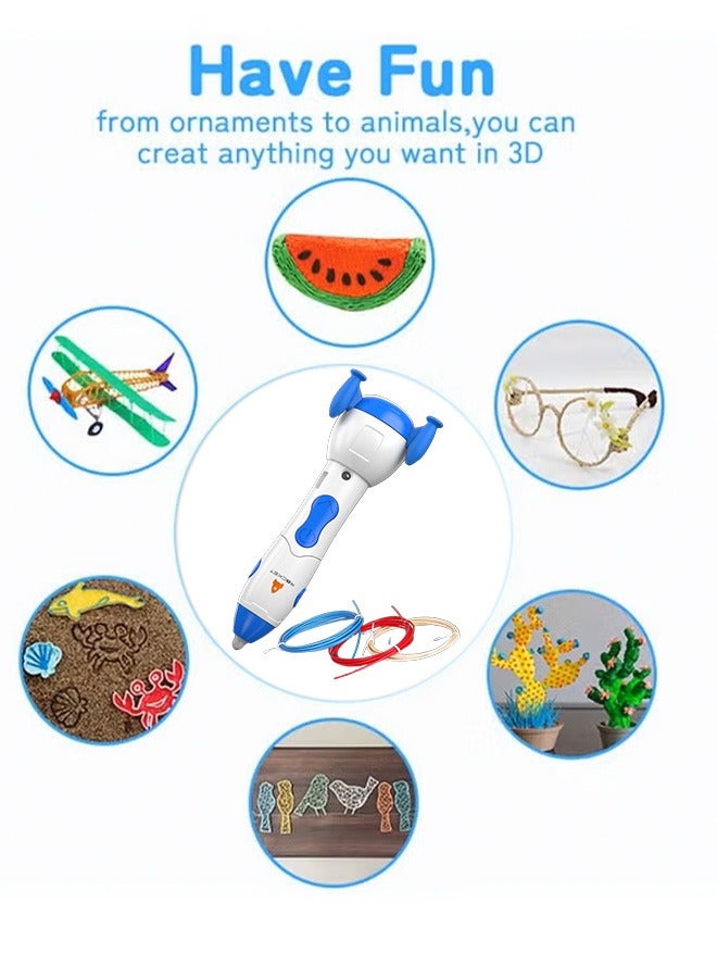 Generic 3D Printing Pen, Adjustable Speed 3D Pen Set, Astronaut Shape 3D Graffiti Pen, Educational STEM Toy, Art Activity Set, Advanced 3D Printing Pen, 3D Printing Pen with 3 Starter Colors of PLA Filament Stencil Book and Charger, Kids DIY Gift Present for Graffiti, Drawing, Model Making, Low Temperature Does not Hurt Hands(Blue)  - Image 4